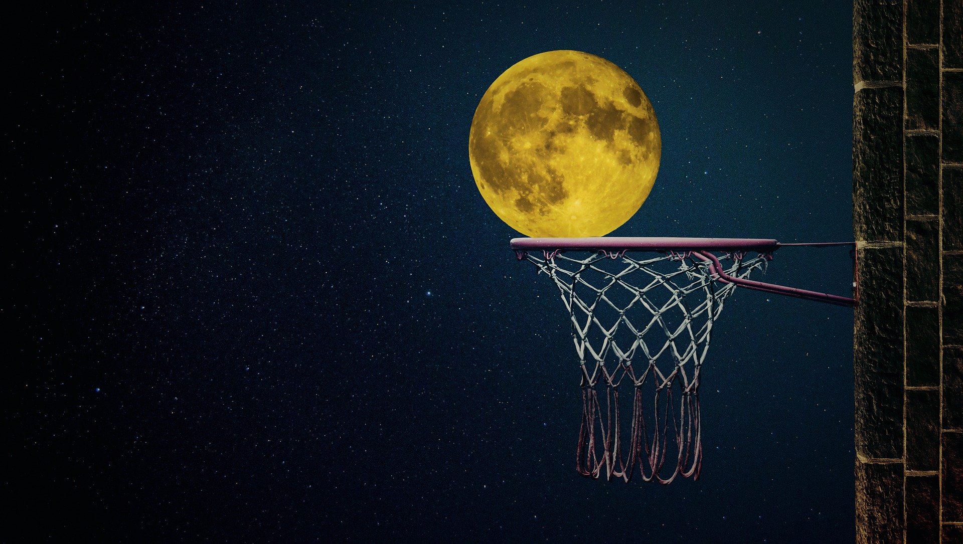 Basketball hoop with moon as ball learning real skills in a lucid dream