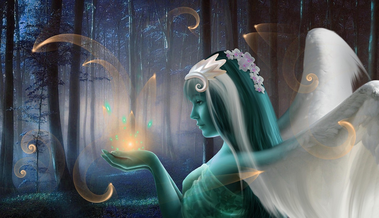 Beautiful fairy dreamlike lucid dream subconscious character woman in foggy mystery forest
